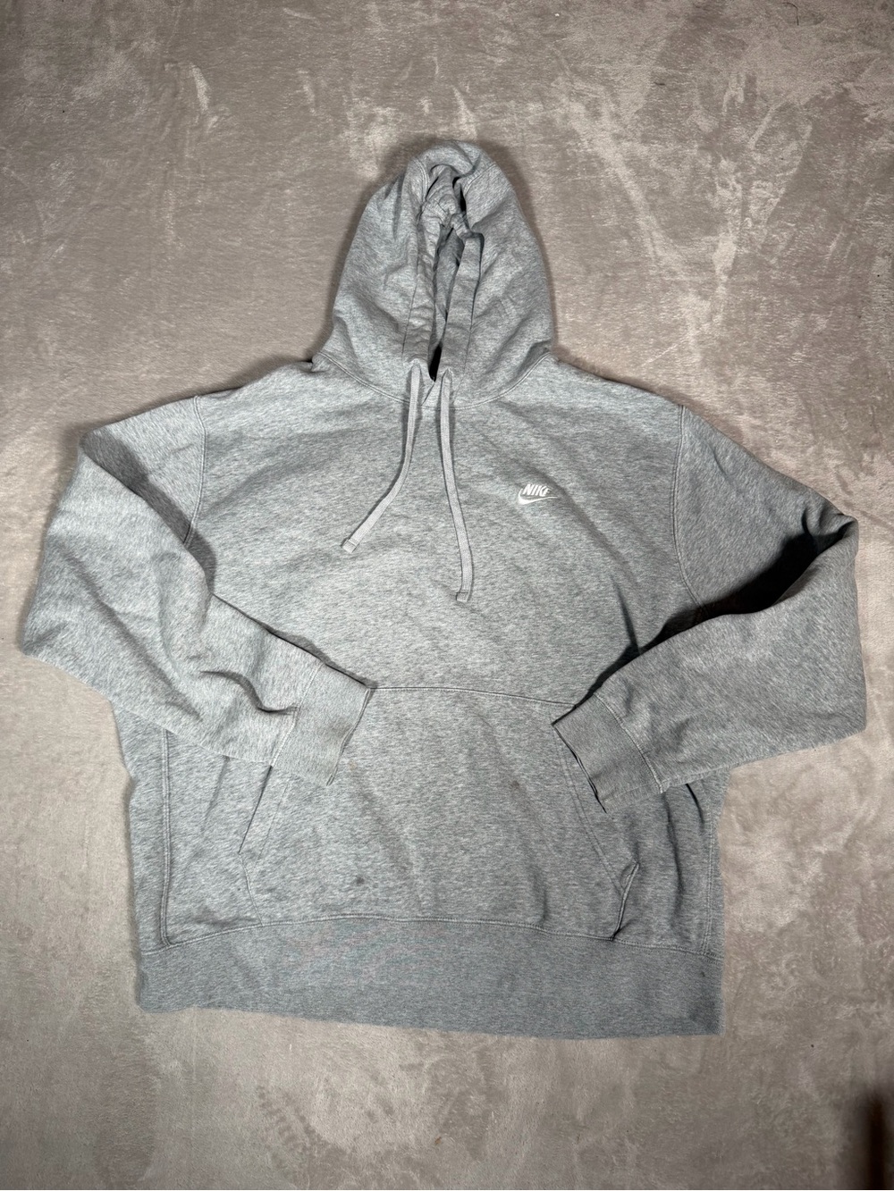 Nike Gray Men's Pullover Hoodie with Small White Swoosh